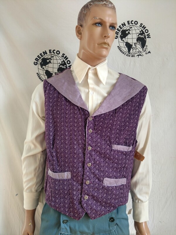 Mens Vest Western XL Hermans USA Purple Gaucho print