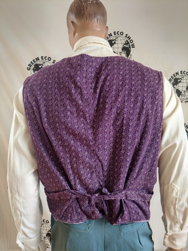 Mens Vest Western XL Hermans USA Purple Gaucho print