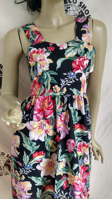 Womens Sun Dress Lg Flowers S  w 27" USA