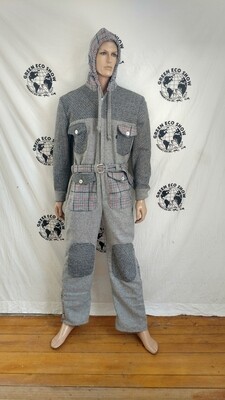 Mens Jumpsuit Wool  M -L X 31 1/2 Patchwork Hoody  Hermans USA