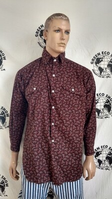 Mens Gaucho Print Sm Flowers Shirt Hermans L  USA  Saddle pockets