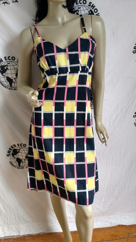 Womens Sun Dress Cubist Squares M  w 30" USA