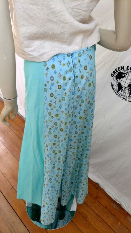 Patchwork Skirt Made in USA Hermans  W 28  Blue