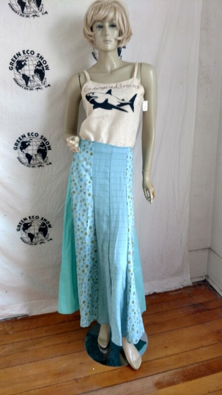 Patchwork Skirt Made in USA Hermans  W 28  Blue