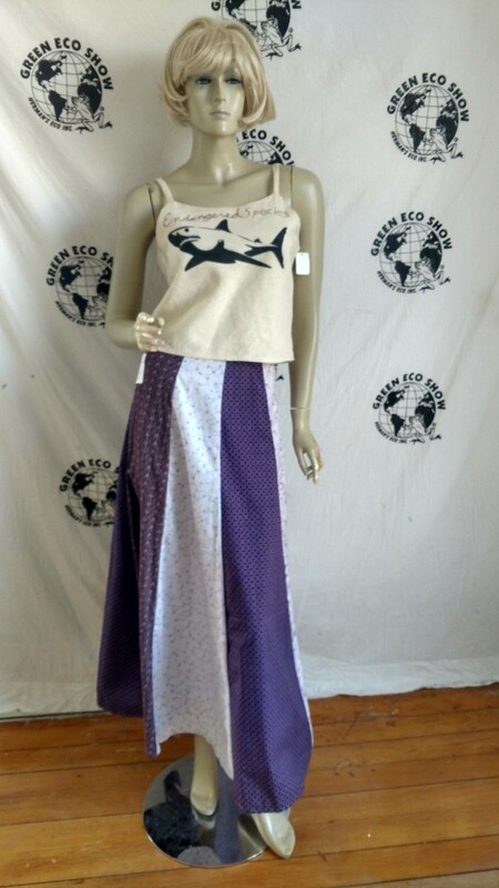 Patchwork Skirt Purple Cotton W 28&quot; Made in USA Hermans