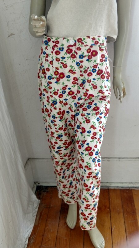 Womens Flower Pants W 30&quot; zip fly Hermans Made in USA Capris