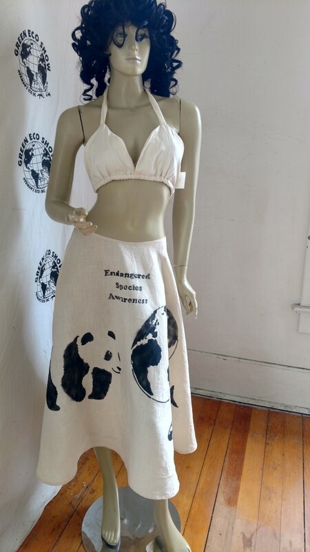 Hermans Hemp Endangered Species Skirt Panda Shark Earth W 29