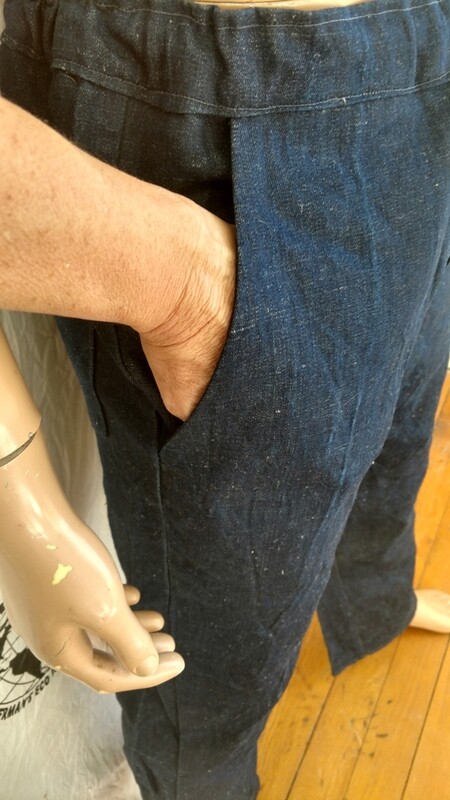 Mens Pants Hemp M Hermans Hemp made in USA indigo drawstring