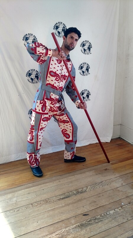 Mens Jumpsuit L paisley grapes cottonHermans Eco