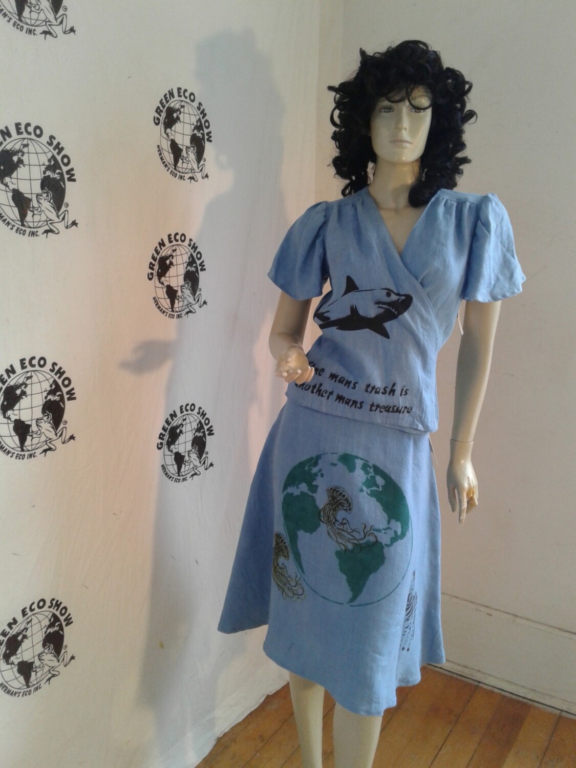 Endangered Species Skirt  wrap blouse  Hemp Airbrushed  M