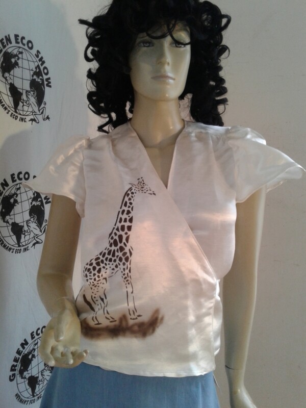 Womens hemp silk Satin wrap blouse Hermans Hemp