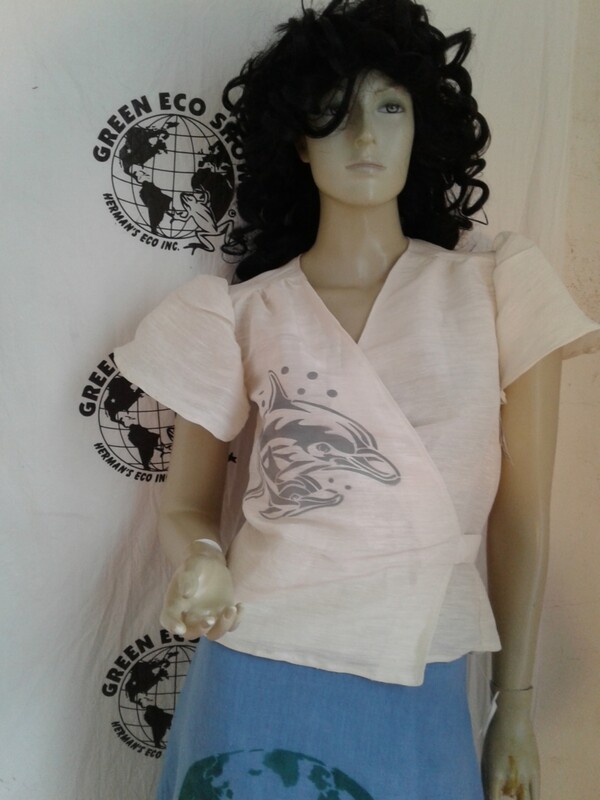 Hemp silk wrap top M Hermans Hemp Endangered Species