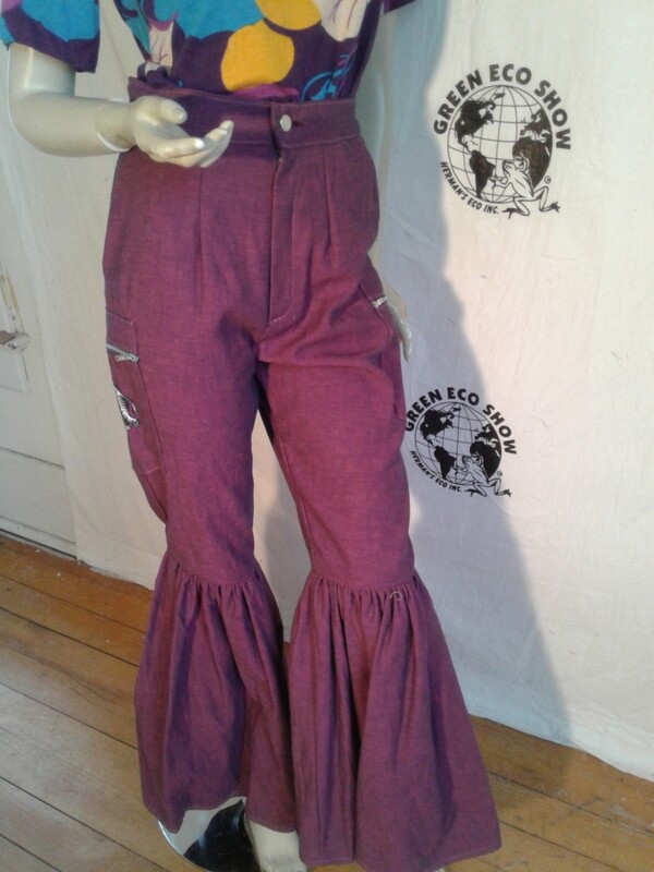Womens vtg denim purple bell bottom pants Anna Herman