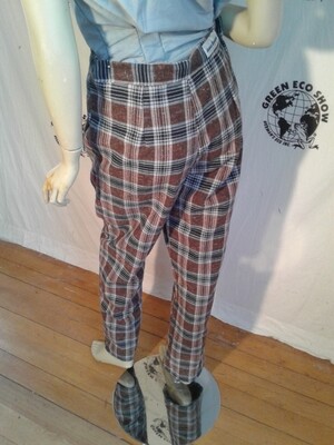 Womens plaid high waisted pant L 32 Hermans