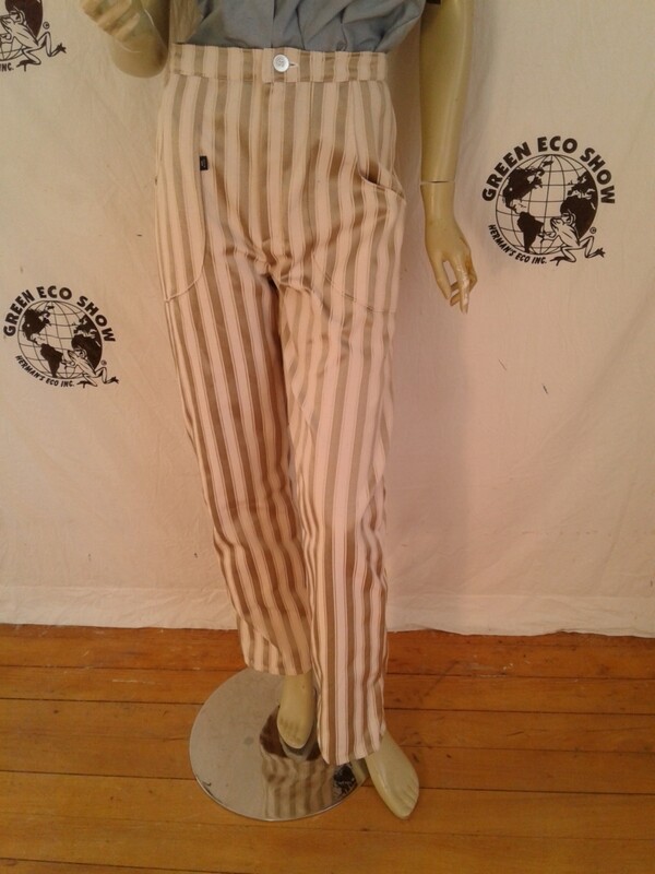 Women pant gold white stripe M 28 Hermans USA
