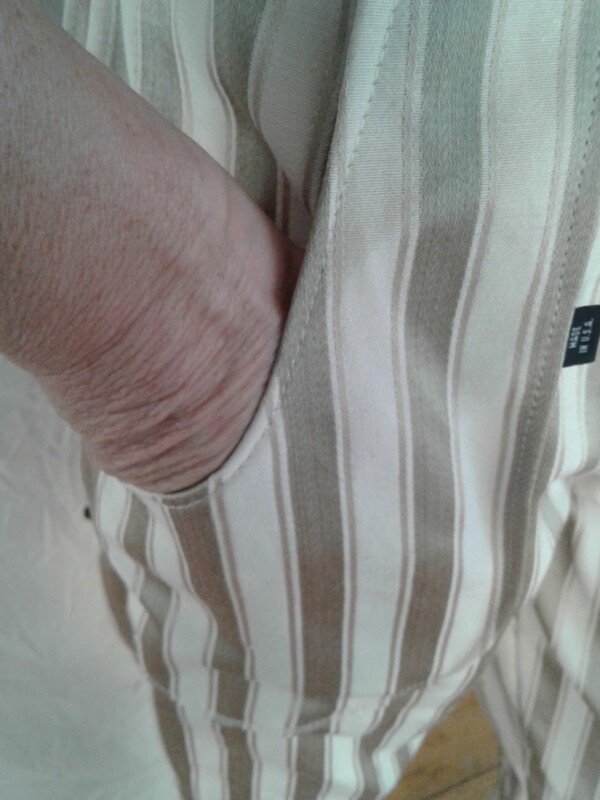 Women pant gold white stripe M 28 Hermans USA