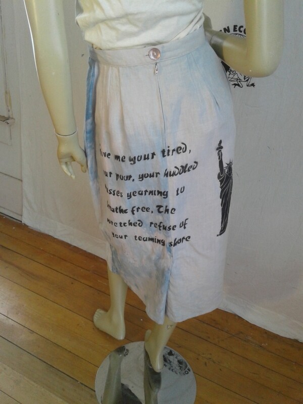 Hermans Hemp skirt airbrushed Statute of Liberty S 26"