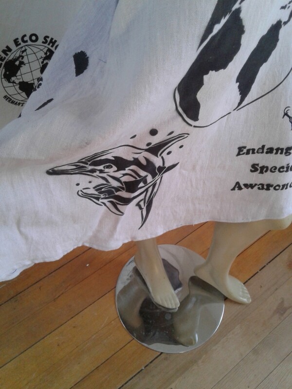 Hermans Hemp ice blue skirt Endangered Species dolphins zebra