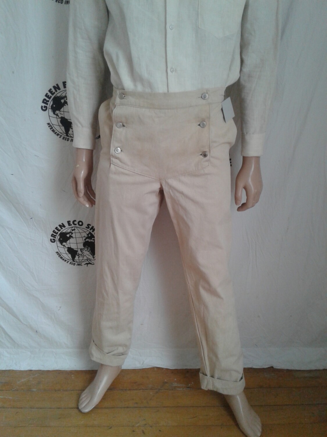 Mens Steampunk pants US grown natural dyed organic cotton 32 x 32
