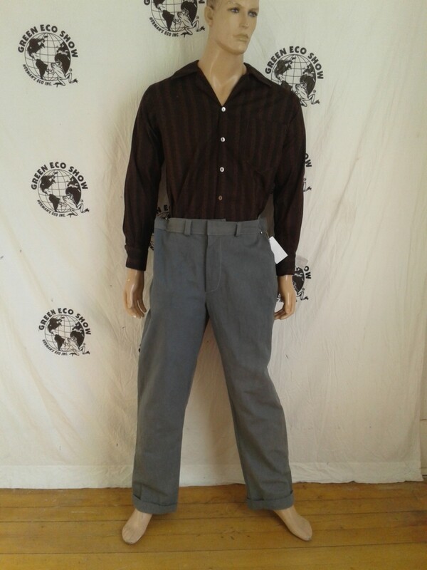 Mens organic cotton gray pants 38 grown in Usa
