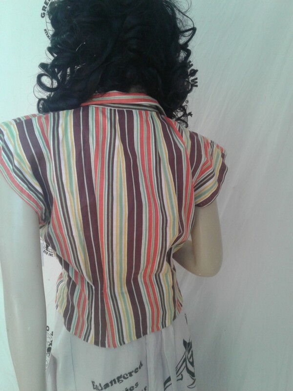 Womens Striped blouse M Anna Herman USA