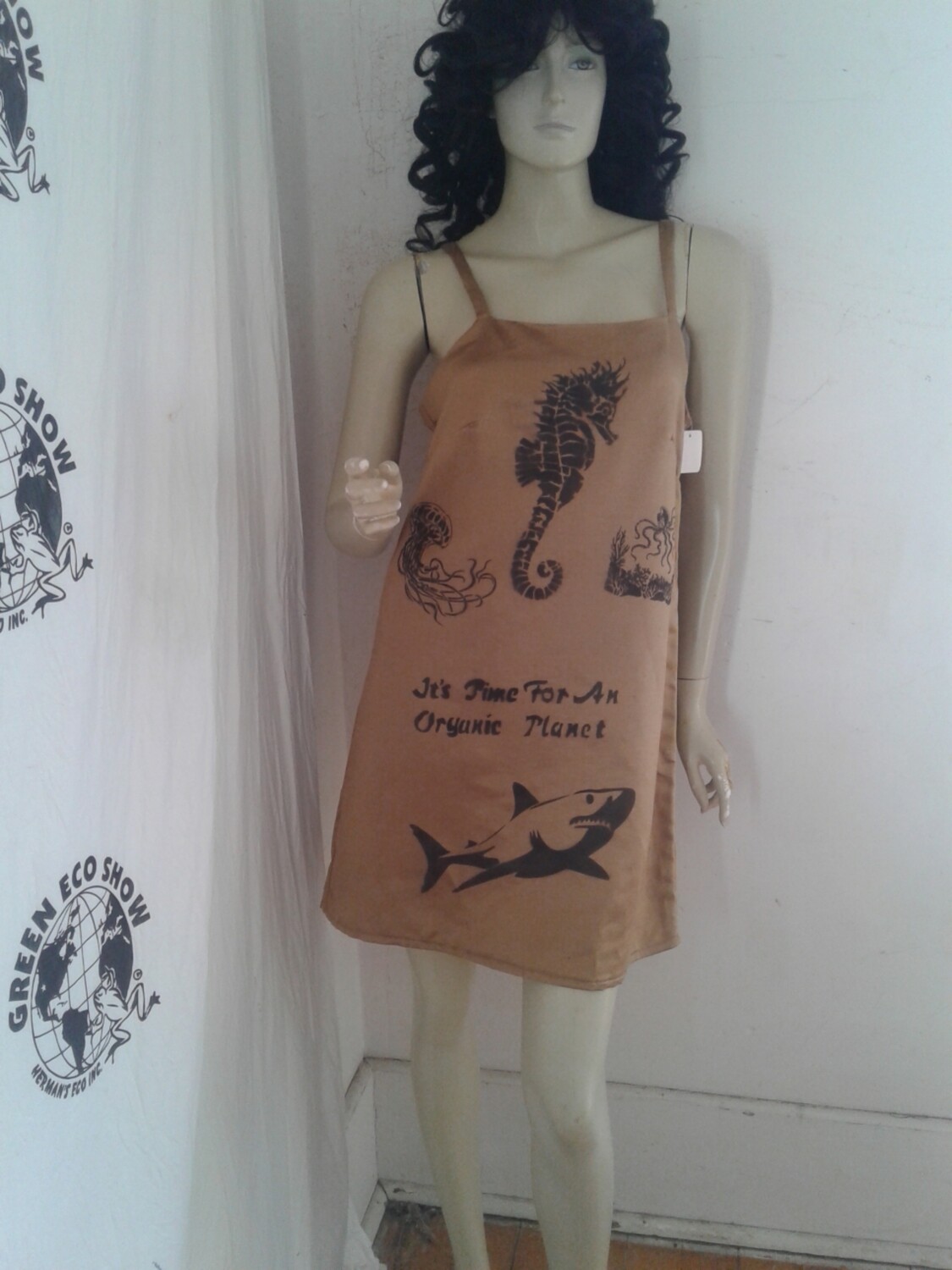 Hemp silk statin dress M Hermans Hemp Sealife Endangered Species