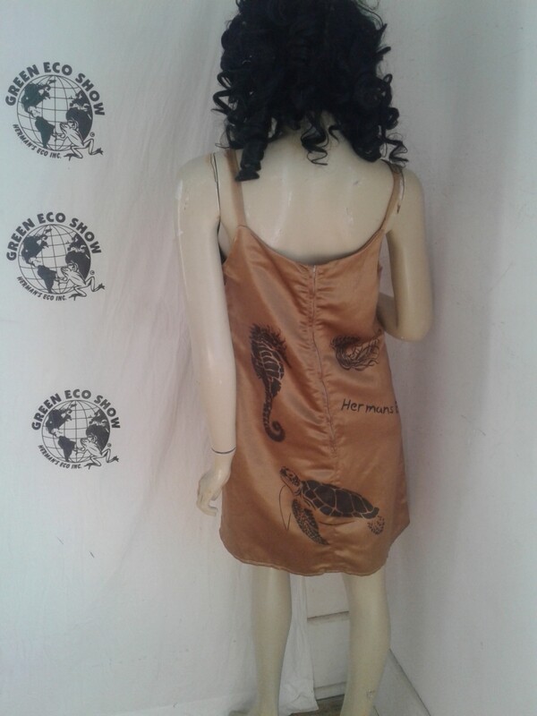 Hemp silk statin dress M Hermans Hemp Sealife Endangered Species