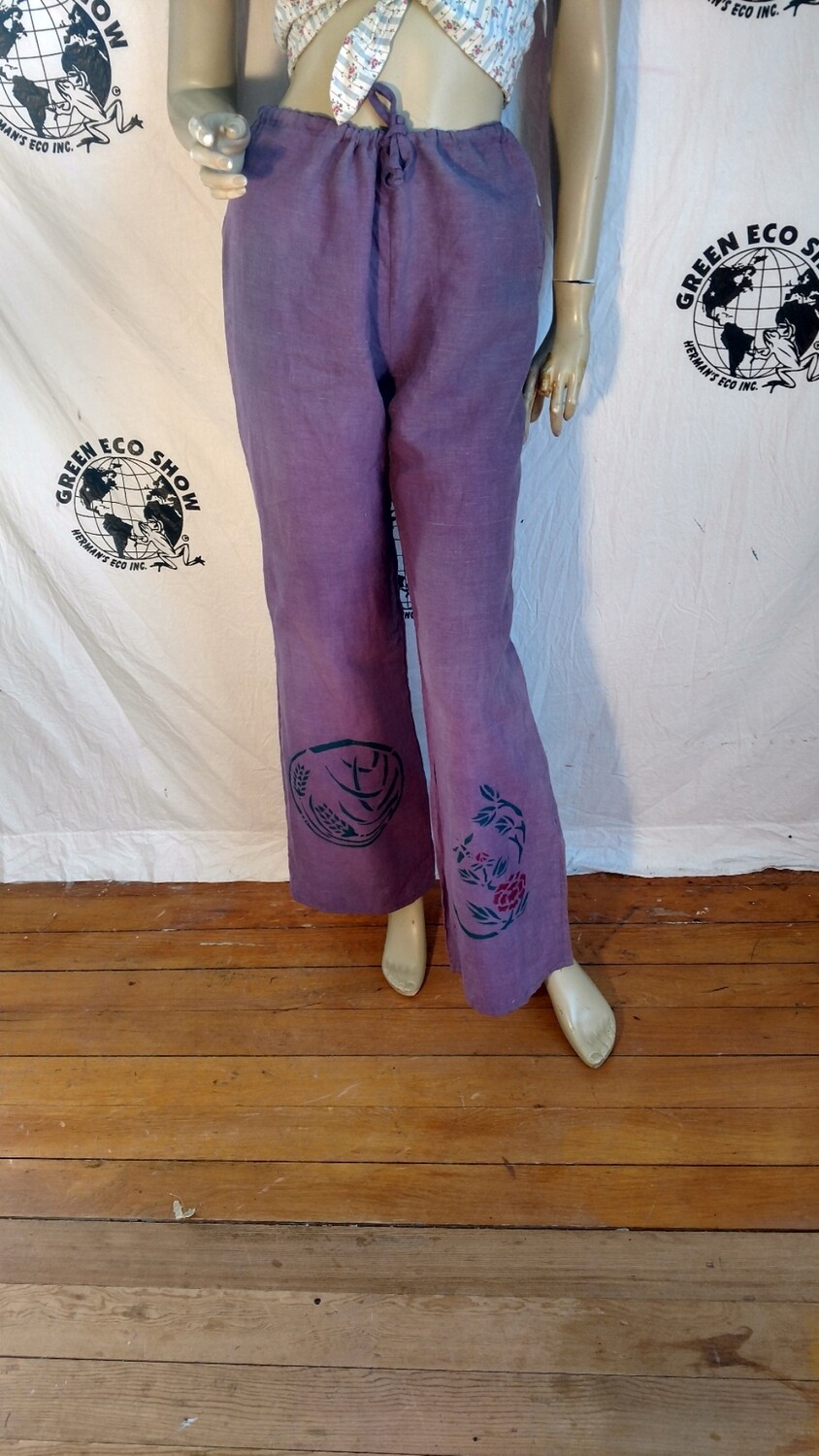 Hermans Hemp S purple airbrushed drawstring pants