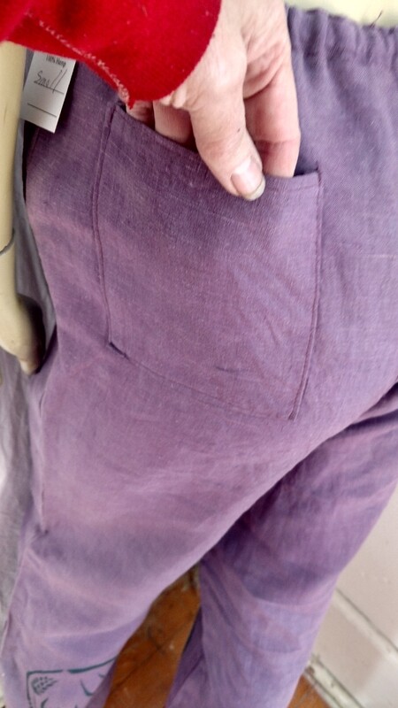 Hermans Hemp S purple airbrushed drawstring pants