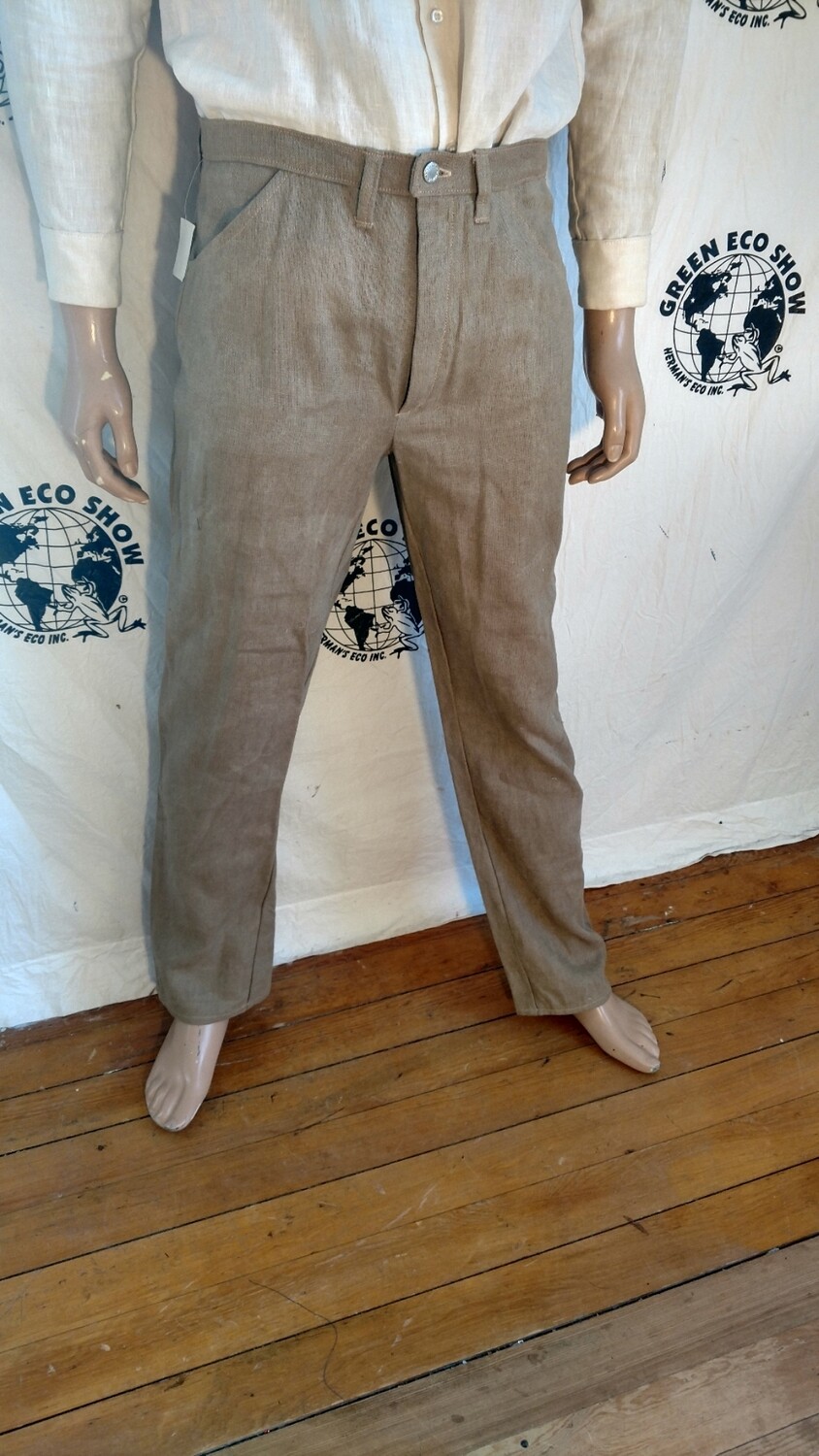 Hermans Hemp tan jeans 34 X 32 hemp canvas made in USA