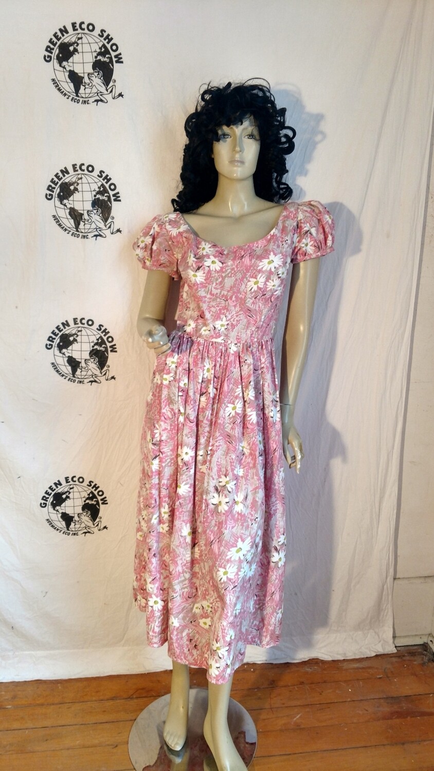 Pink flowered S dress Hermans USA