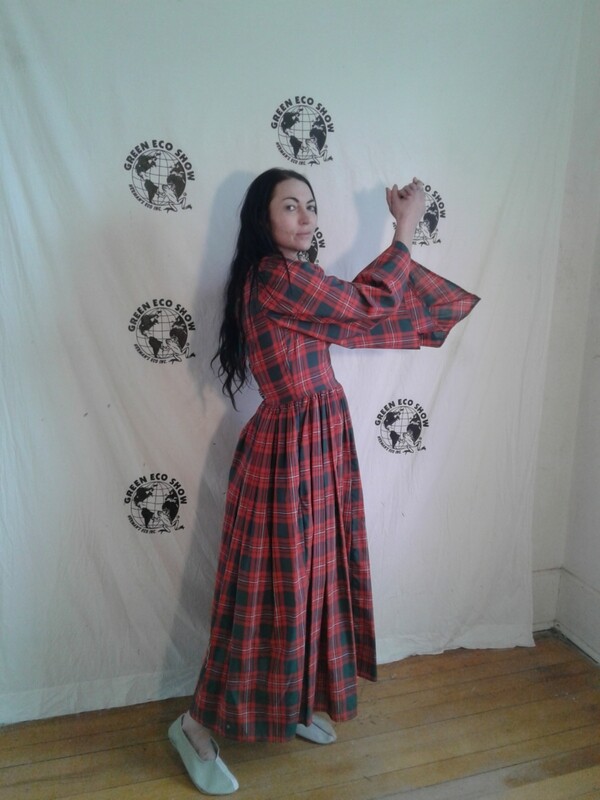 Plaid Old World  Dress S  Anna Herman USA lace up