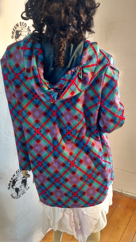 Womens plaid hoodie med Hermans USA