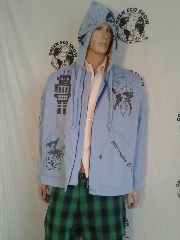 Hip hop grafitti jacket xl airbrush Blue Hermans Eco USA