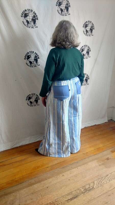 Womens Striped bell bottoms jeans Large