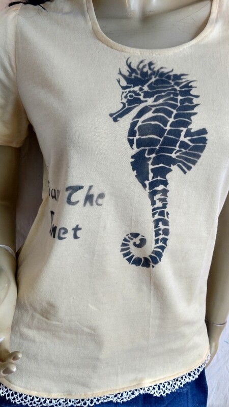 Seahorse save the planet and shirt med USA Hermans