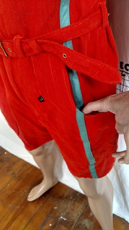 Mens romper XL orange stripe Hermans Eco