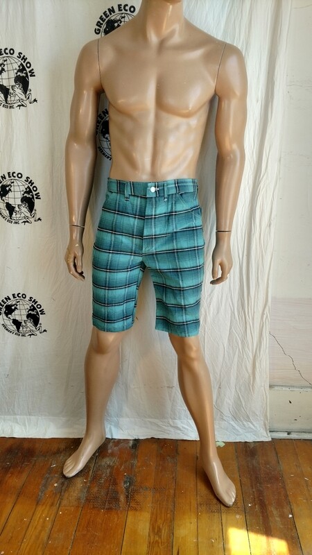 Mens plaid vtg denim shorts 32&quot; Hermans USA