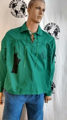 Mens lace up Western shirt L with Graphics Hermans