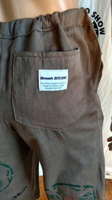 Mens Drawstring organic cotton shorts S to M USA Lotus