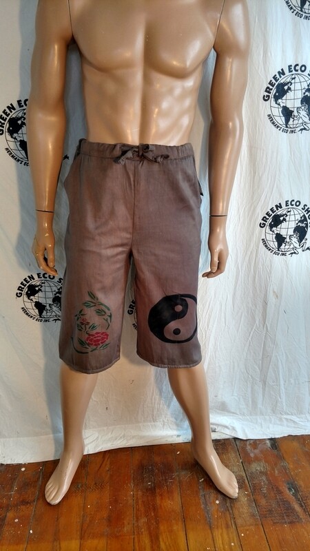 Mens Drawstring organic cotton shorts S to M USA Lotus