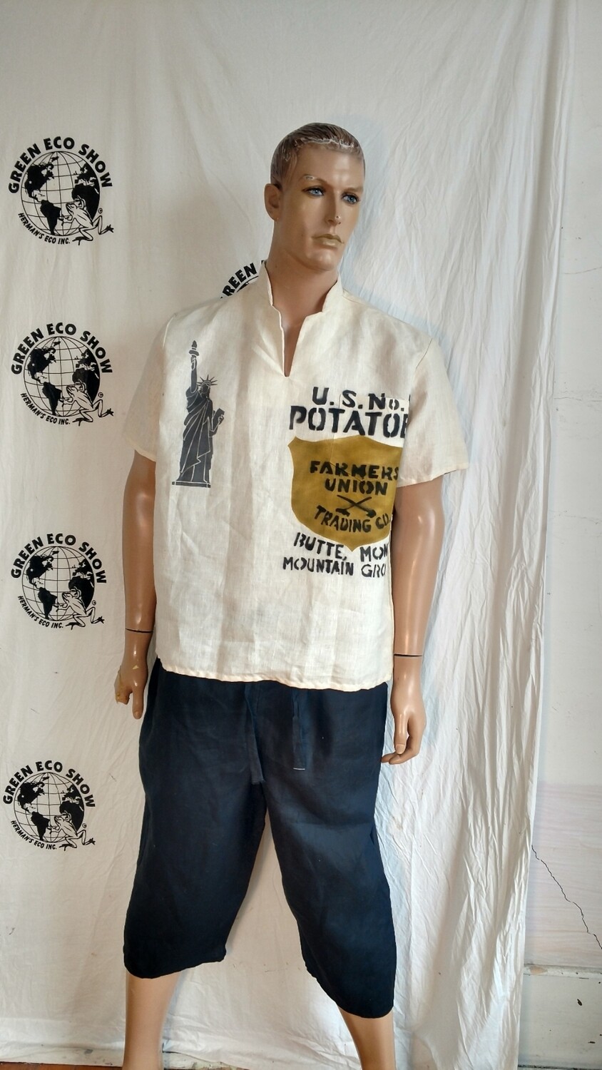 Hermans Hemp L mens Shirt Statute of Liberty Farmers Union Potatoes