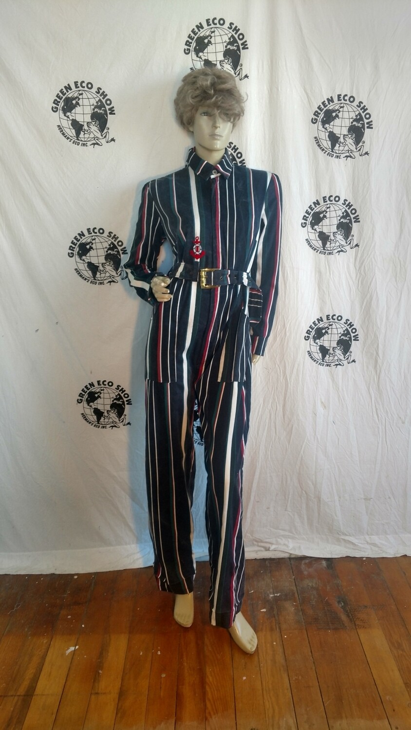 Womens Striped Jumpsuit Med Anna Herman USA