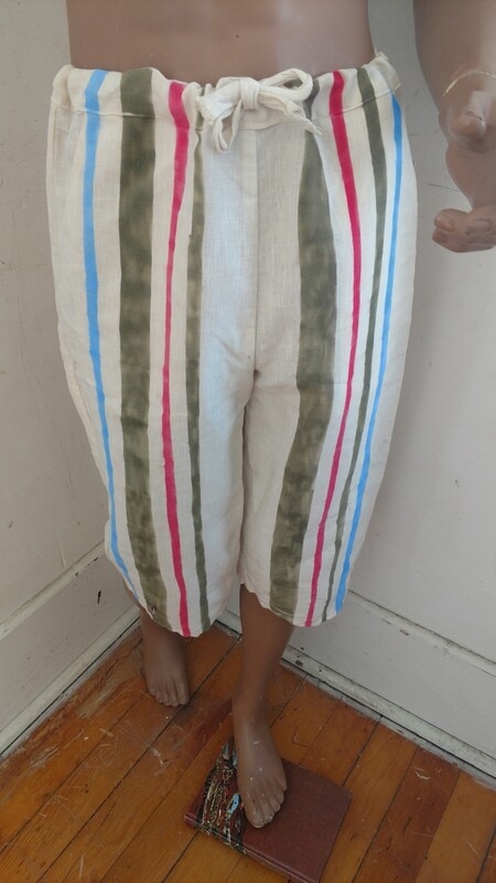 Hermans Hemp Drawstring beach pants shorts Striped S