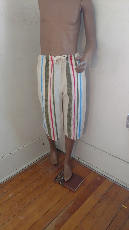 Hermans Hemp Drawstring beach pants shorts Striped S