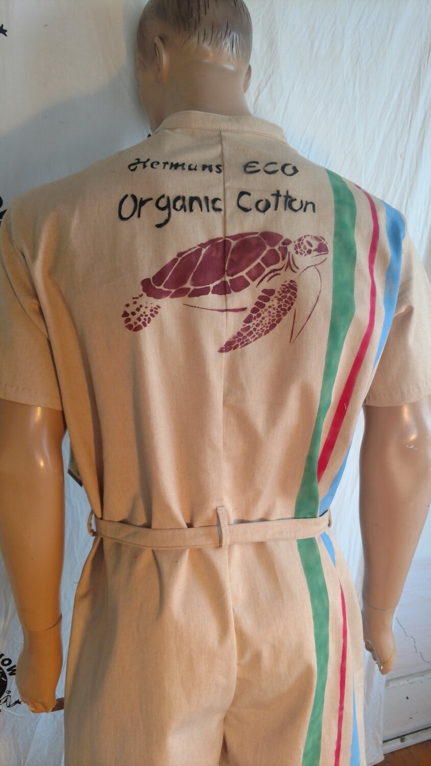 Mens jumpsuit romper L organic cotton nat color seahorse