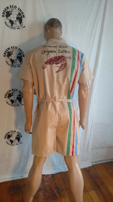 Mens jumpsuit romper L organic cotton nat color seahorse