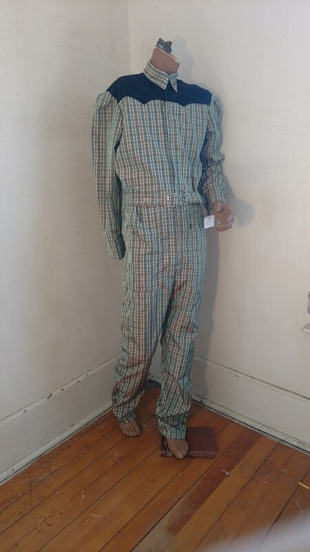 Mens Jumpsuit Plaid Rayon S Hermans Eco USA