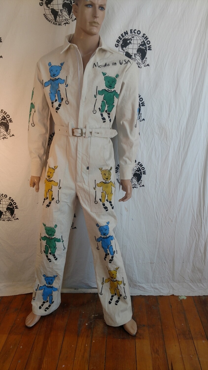 Skiing pigs mens jumpsuit  m to L Hermans Eco Canvas