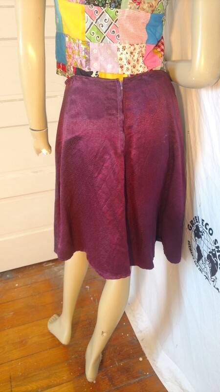 Hermans Hemp silk Jacquard hand dyed purple skirt  w 30 USA